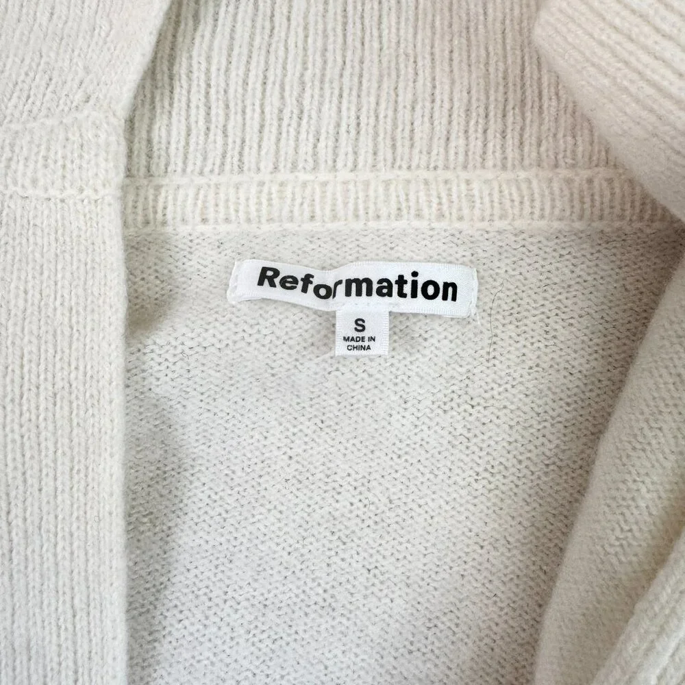 Reformation Otto Wool Polo Sweater Arctic Cream Small